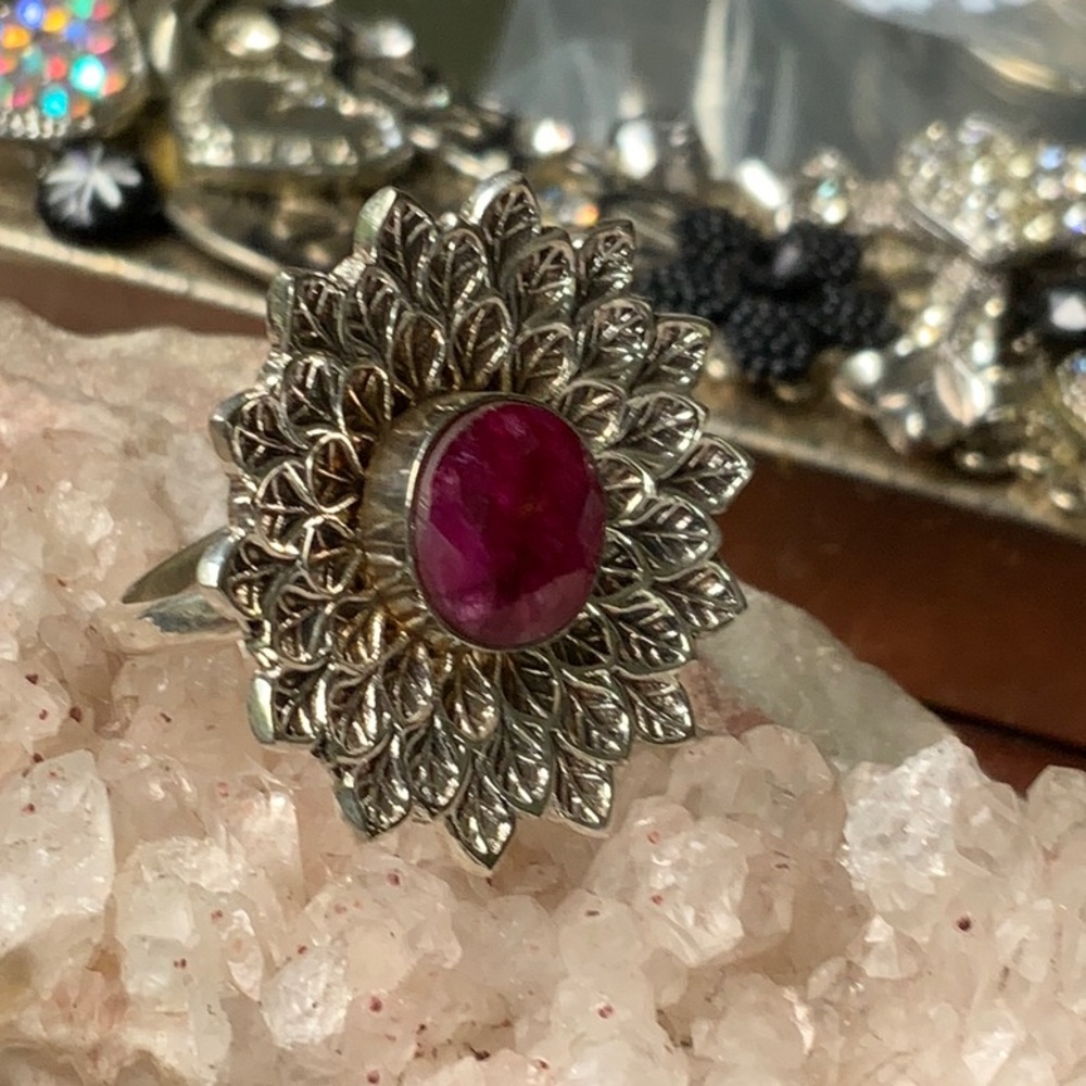Ruby 925 Sterling Silver Ring, Size 8 - image 4